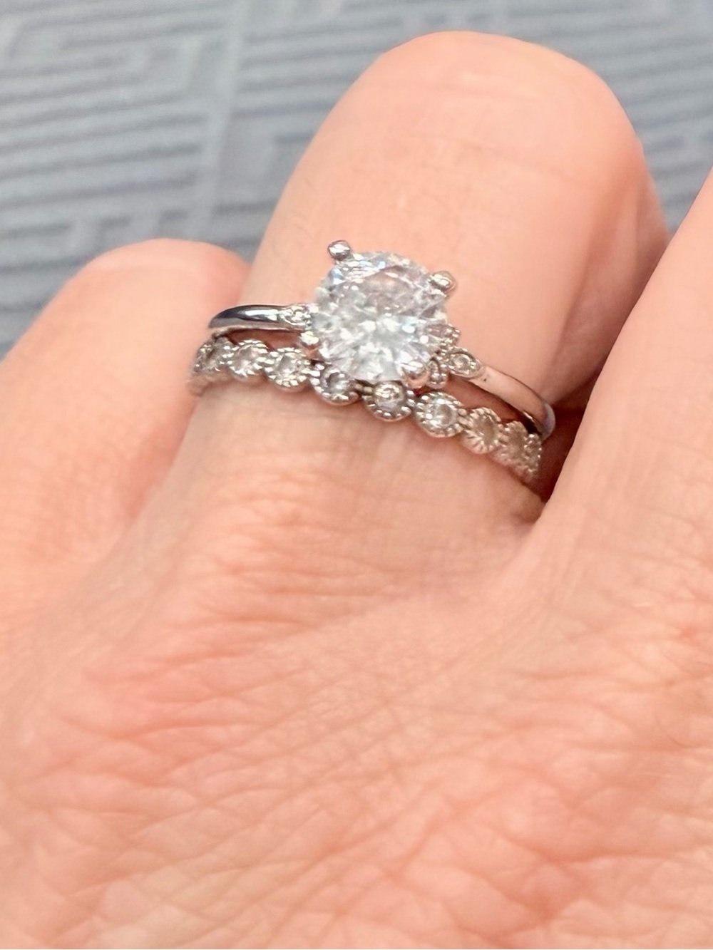 Sterling Silver CZ Ring Set